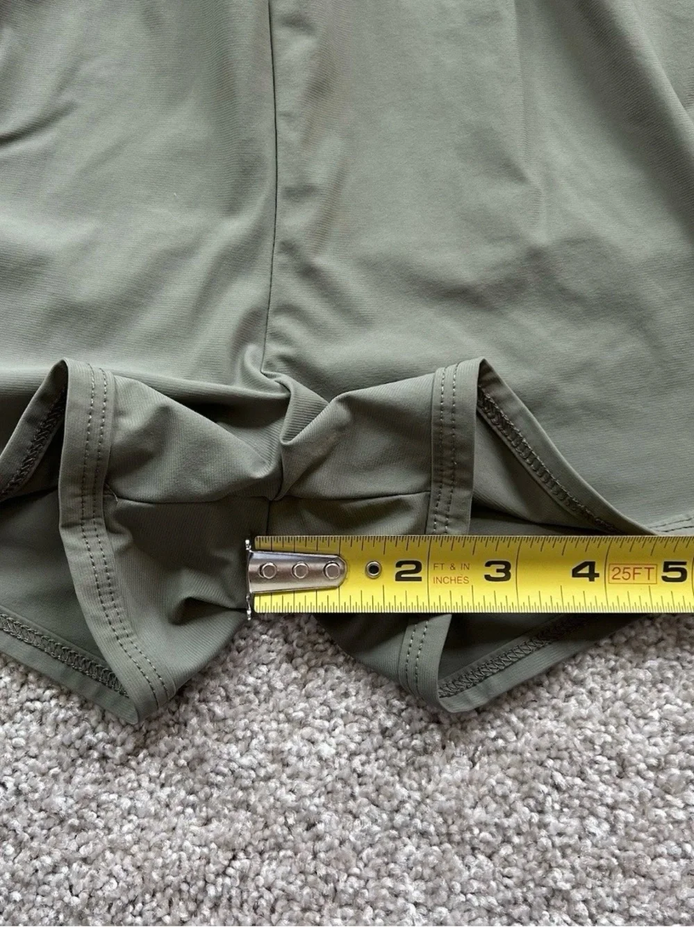 Fifty Percent 5/0 Women's M Athletic Running Shorts Olive Green 2.5 Inseam Liner - Picture 3 of 9